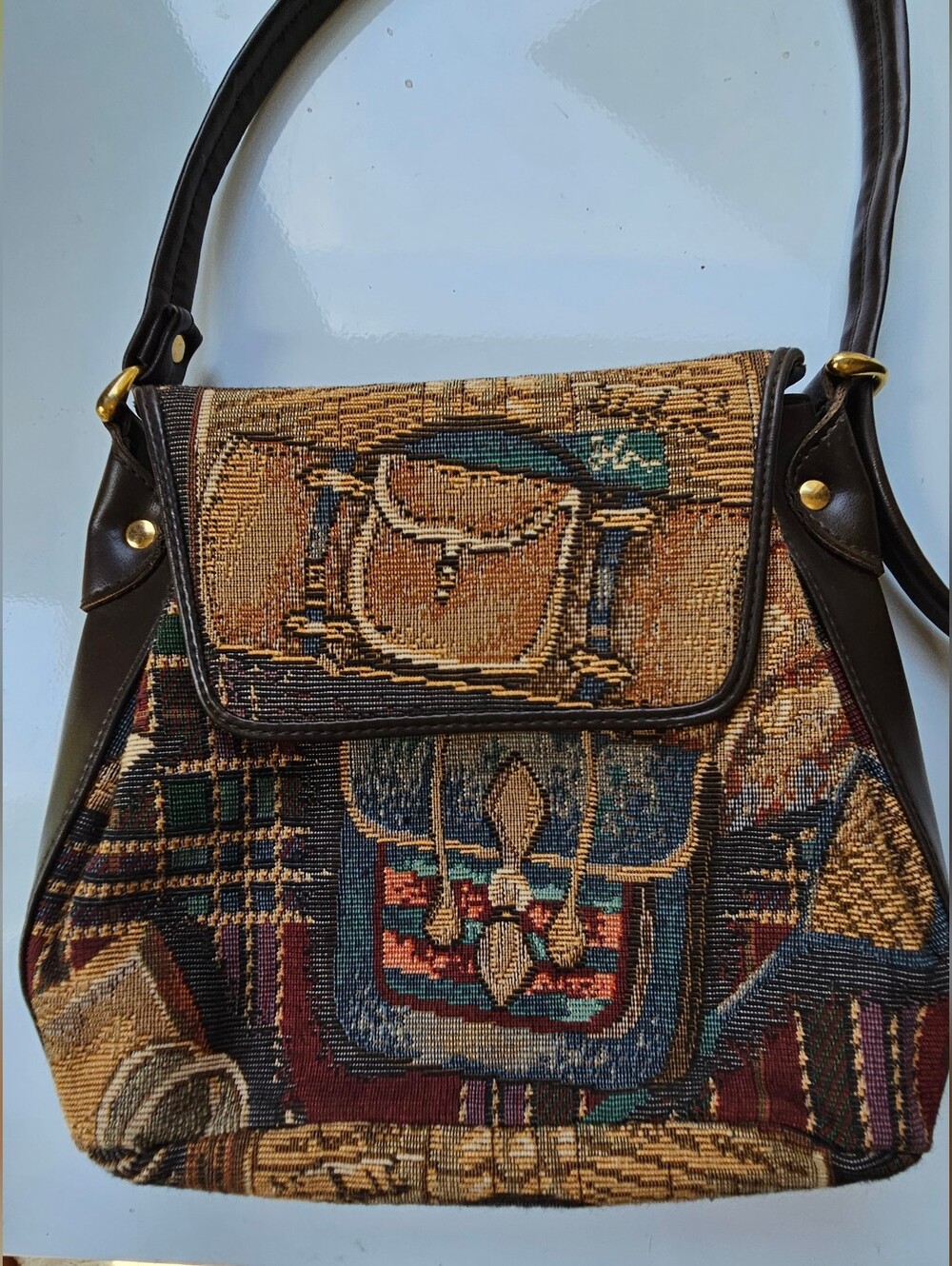Vintage Due Fratelli Tapestry Shoulder Bag in Multicolor